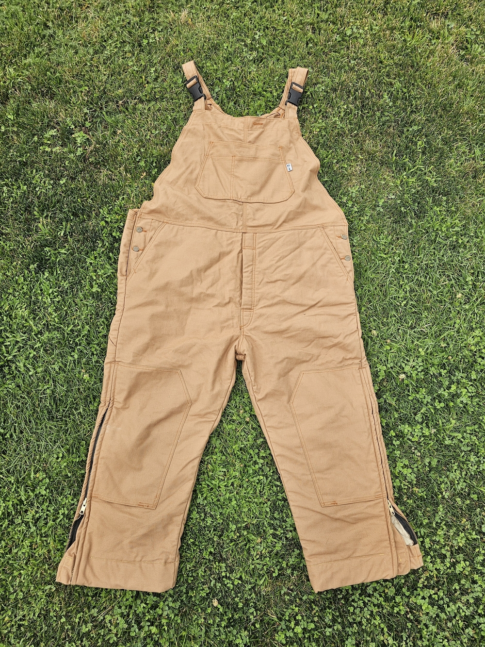 Mens FR Rated Insulated Tan Canvas Overalls - Durable Knee 3XL